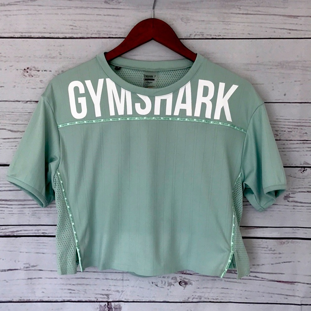 GYMSHARK Mint Green Short Sleeve Crop Size Med